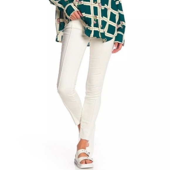 Free People Del Wray Step Hem Seam Front White Jeans 31 - Picture 2 of 8